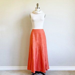 Vintage Orange Linen Maxi Skirt
